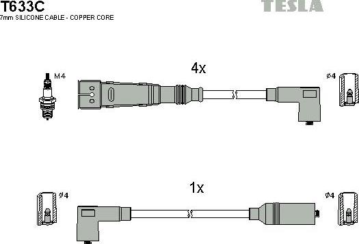 TESLA T633C - Комплект проводів запалювання autozip.com.ua