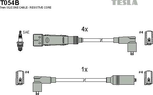 TESLA T054B - Комплект проводів запалювання autozip.com.ua