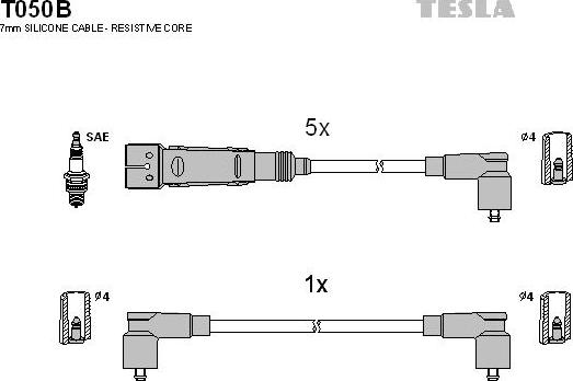 TESLA T050B - Комплект проводів запалювання autozip.com.ua