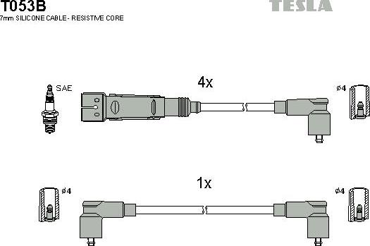 TESLA T053B - Комплект проводів запалювання autozip.com.ua