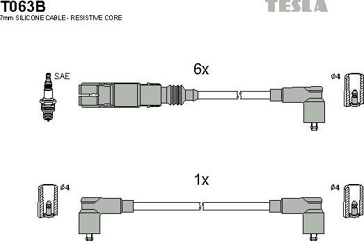 TESLA T063B - Комплект проводів запалювання autozip.com.ua