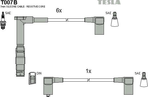 TESLA T007B - Комплект проводів запалювання autozip.com.ua