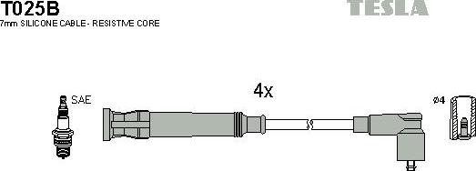 TESLA T025B - Комплект проводів запалювання autozip.com.ua