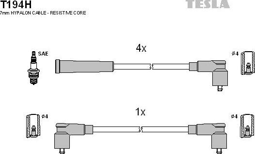 TESLA T194H - Комплект проводів запалювання autozip.com.ua