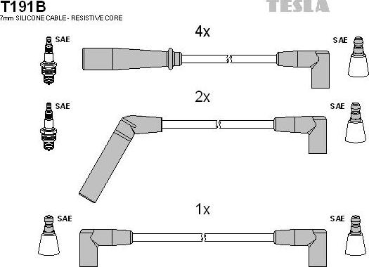 TESLA T191B - Комплект проводів запалювання autozip.com.ua