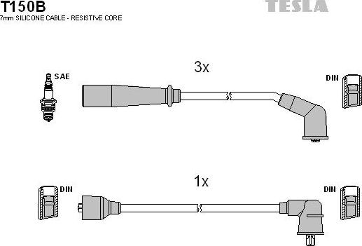TESLA T150B - Комплект проводів запалювання autozip.com.ua