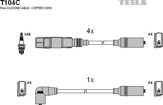 TESLA T104C - Комплект проводів запалювання autozip.com.ua