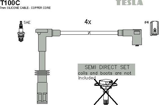 TESLA T100C - Комплект проводів запалювання autozip.com.ua