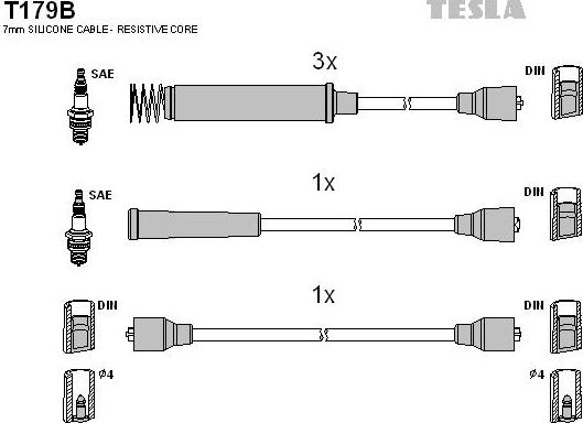 TESLA T179B - Комплект проводів запалювання autozip.com.ua