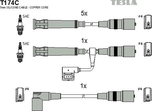 TESLA T174C - Комплект проводів запалювання autozip.com.ua