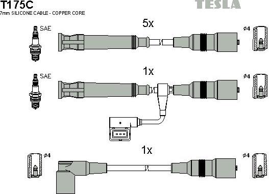 TESLA T175C - Комплект проводів запалювання autozip.com.ua
