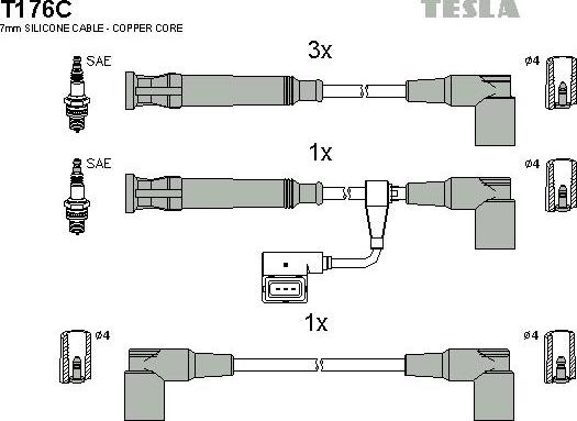 TESLA T176C - Комплект проводів запалювання autozip.com.ua