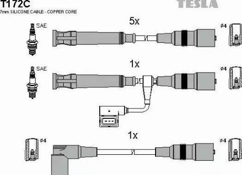 Tesla Motors T172C - Комплект проводів запалювання autozip.com.ua