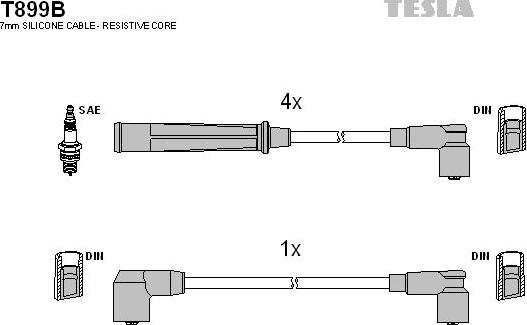 TESLA T899B - Комплект проводів запалювання autozip.com.ua
