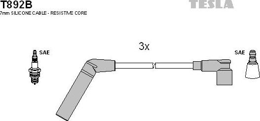 TESLA T892B - Комплект проводів запалювання autozip.com.ua