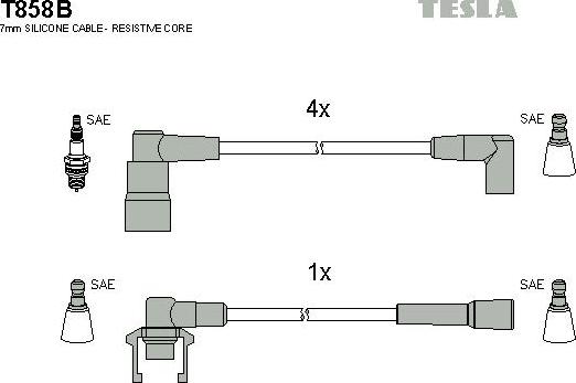 TESLA T858B - Комплект проводів запалювання autozip.com.ua