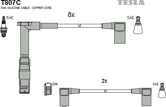 TESLA T807C - Комплект проводів запалювання autozip.com.ua