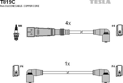 TESLA T819C - Комплект проводів запалювання autozip.com.ua