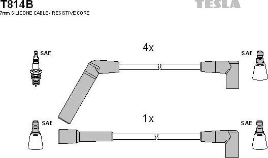 TESLA T814B - Комплект проводів запалювання autozip.com.ua