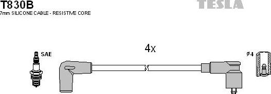 TESLA T830B - Комплект проводів запалювання autozip.com.ua