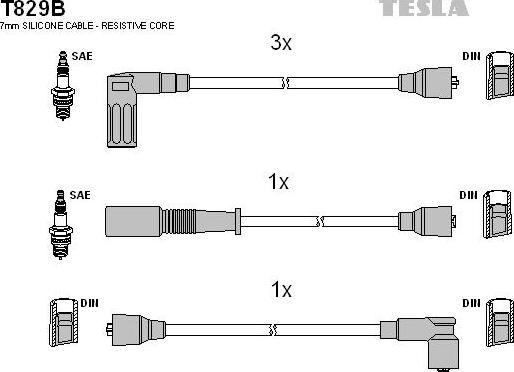 TESLA T829B - Комплект проводів запалювання autozip.com.ua