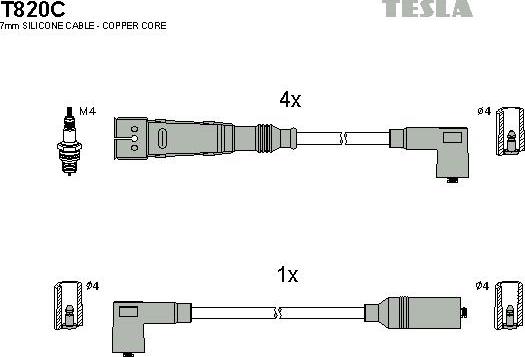 TESLA T820C - Комплект проводів запалювання autozip.com.ua