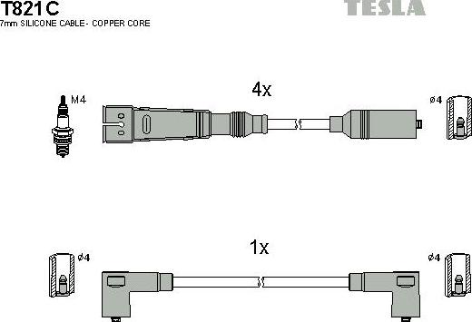 TESLA T821C - Комплект проводів запалювання autozip.com.ua