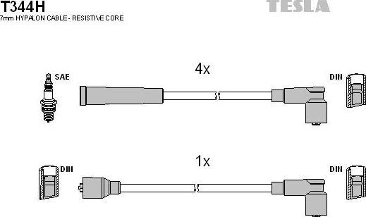 TESLA T344H - Комплект проводів запалювання autozip.com.ua