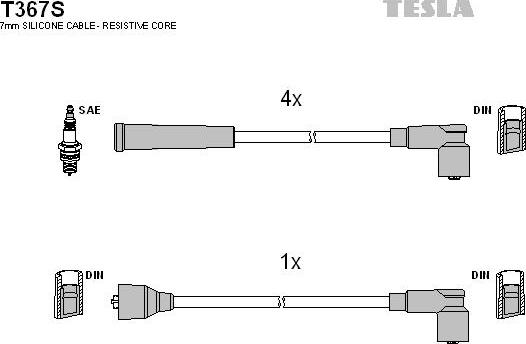 TESLA T367S - Комплект проводів запалювання autozip.com.ua