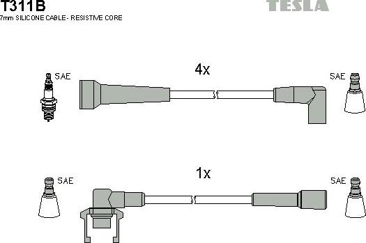 TESLA T311B - Комплект проводів запалювання autozip.com.ua