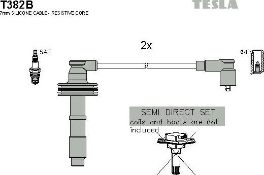 TESLA T382B - Комплект проводів запалювання autozip.com.ua