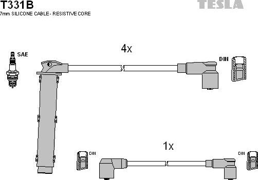 TESLA T331B - Комплект проводів запалювання autozip.com.ua