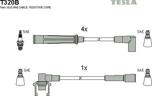 TESLA T320B - Комплект проводів запалювання autozip.com.ua
