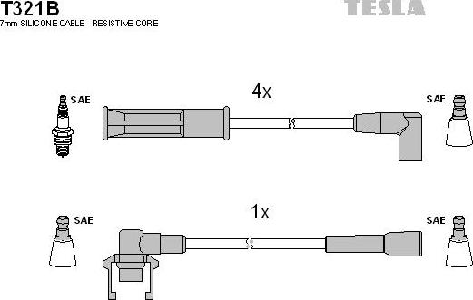 TESLA T321B - Комплект проводів запалювання autozip.com.ua