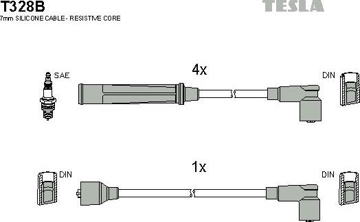 TESLA T328B - Комплект проводів запалювання autozip.com.ua