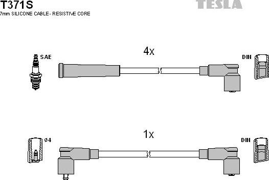 TESLA T371S - Комплект проводів запалювання autozip.com.ua