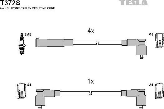 TESLA T372S - Комплект проводів запалювання autozip.com.ua