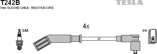 TESLA T242B - Комплект проводів запалювання autozip.com.ua