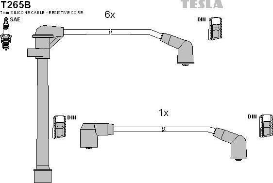 TESLA T265B - Комплект проводів запалювання autozip.com.ua
