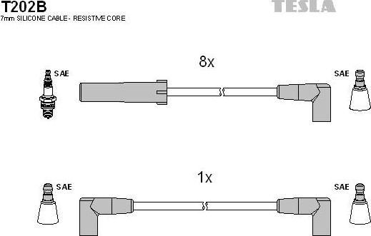 TESLA T202B - Комплект проводів запалювання autozip.com.ua
