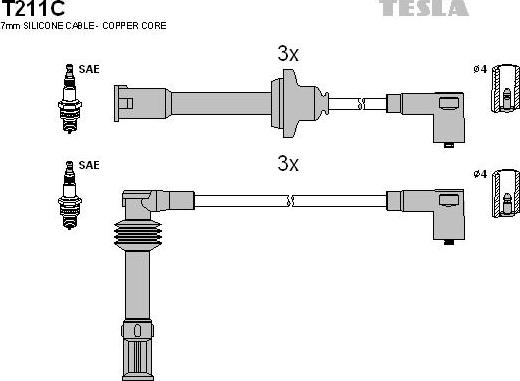 TESLA T211C - Комплект проводів запалювання autozip.com.ua