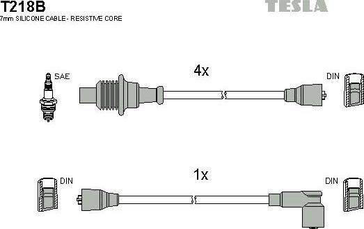 TESLA T218B - Комплект проводів запалювання autozip.com.ua