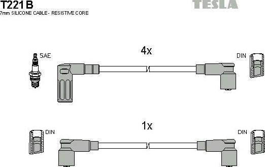 TESLA T221B - Комплект проводів запалювання autozip.com.ua