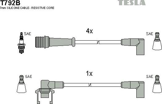 TESLA T792B - Комплект проводів запалювання autozip.com.ua