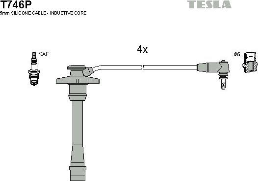 TESLA T746P - Комплект проводів запалювання autozip.com.ua