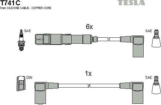TESLA T741C - Комплект проводів запалювання autozip.com.ua