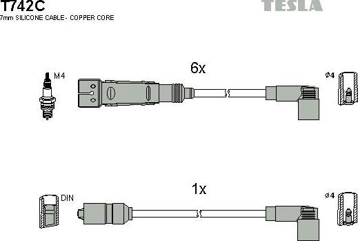 TESLA T742C - Комплект проводів запалювання autozip.com.ua