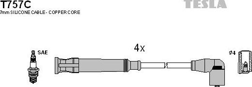 TESLA T757C - Комплект проводів запалювання autozip.com.ua