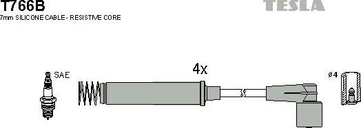 TESLA T766B - Комплект проводів запалювання autozip.com.ua