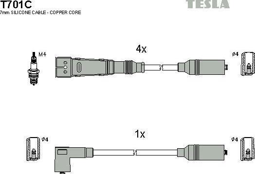 TESLA T701C - Комплект проводів запалювання autozip.com.ua
